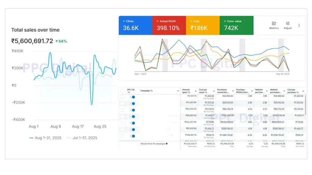 D2C sales performance report PPC Digital