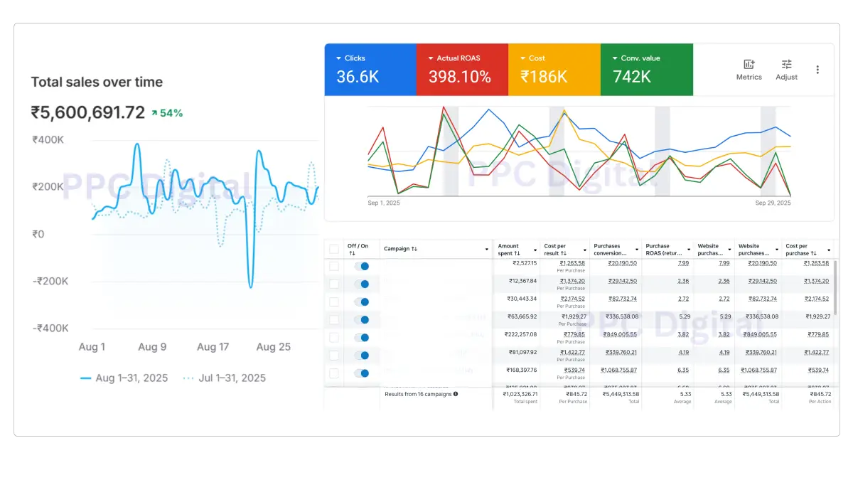 D2C sales performance report PPC Digital